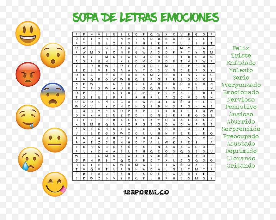 Sopa De Letras Emociones - Circle Emoji,Emoticon Avergonzado