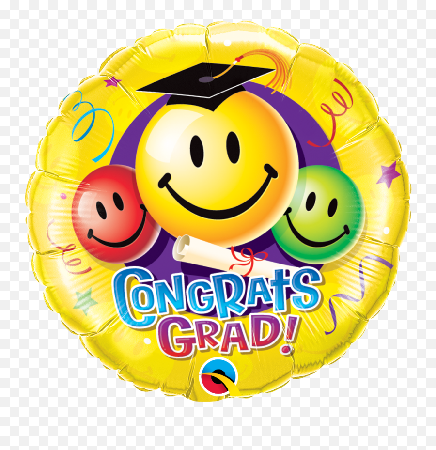 Congrats Grad Smiley Faces Shape Creativeballoonsnz - Happy Birthday In Smileys Emoji,Congrats Emoticon