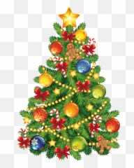 Large Transparent Christmas Tree With Gingerbread Ornament - Animated Christmas Tree Transparent Emoji,Christmas Tree Emoji Png