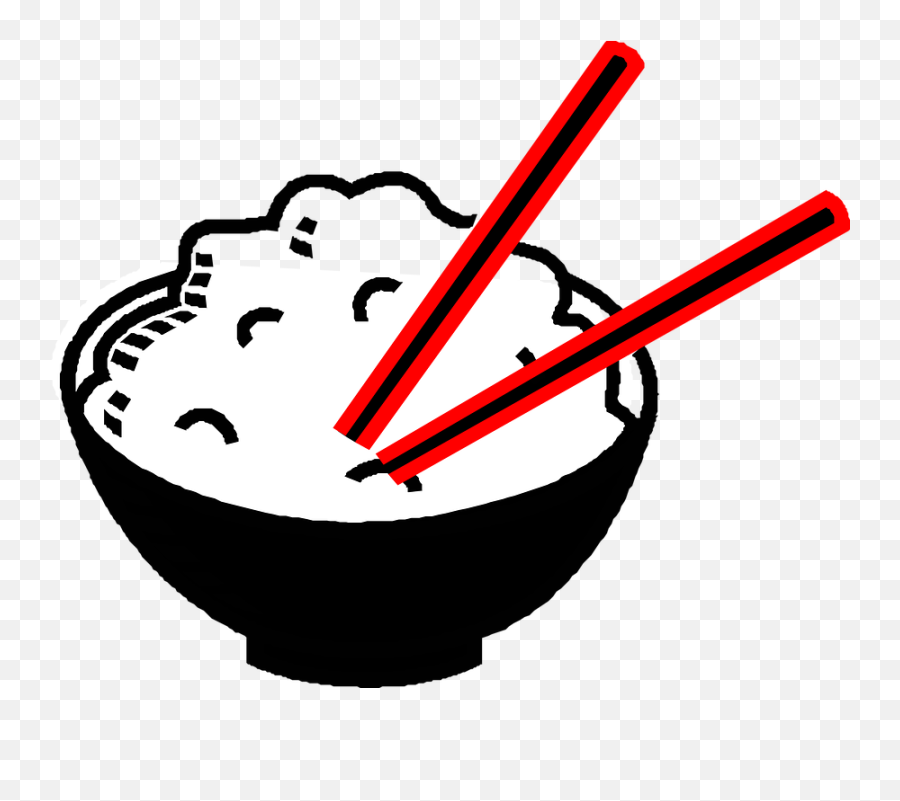 Rice Bowl Chopsticks - Rice Clipart Black And White Emoji,Rice Bowl Emoji