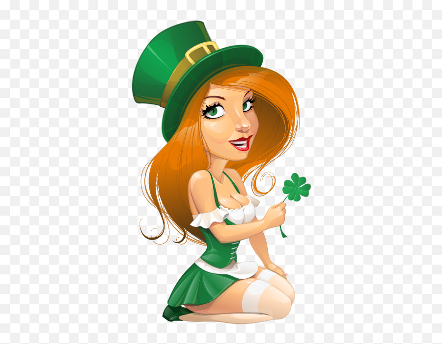 St Patrick Cartoon Girl - Cartoon St Day Girl Emoji,St Patricks Day Emoticon