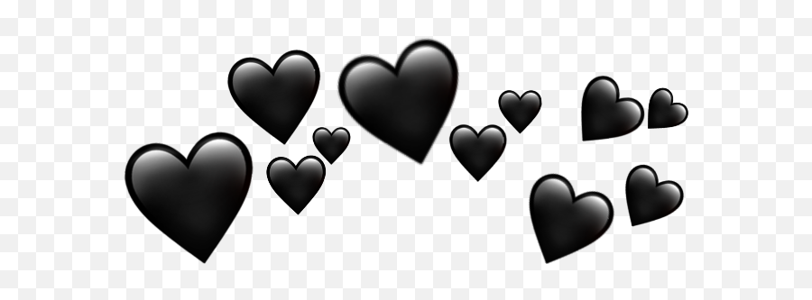 Black Heart Emoji Filter Tumblr Snapchat Crown Flowercr - Heart Emoji Transparent,Black Crown Emoji