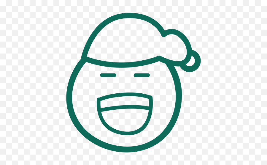 Laugh Santa Claus Hat Face Green Stroke Emoticon 24 - Clip Art Emoji,Laugh Emoticon Text