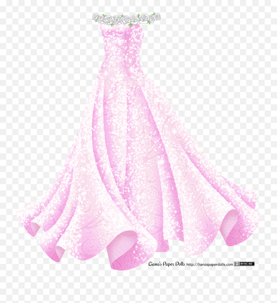 Download A Sleeveless Pink Gown With A Fitted Bodice And A - Pink Sparkly Dress Transparent Emoji,Emoji Gown