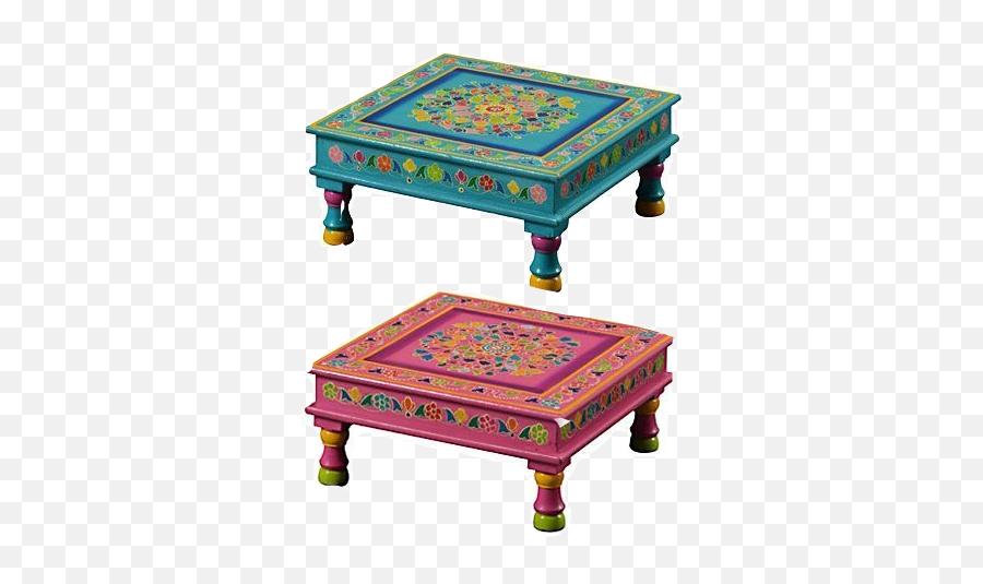 Table Tables Pink Blue Coffeetable - Colorful Boho Painted Tables Emoji,Emoji Tables
