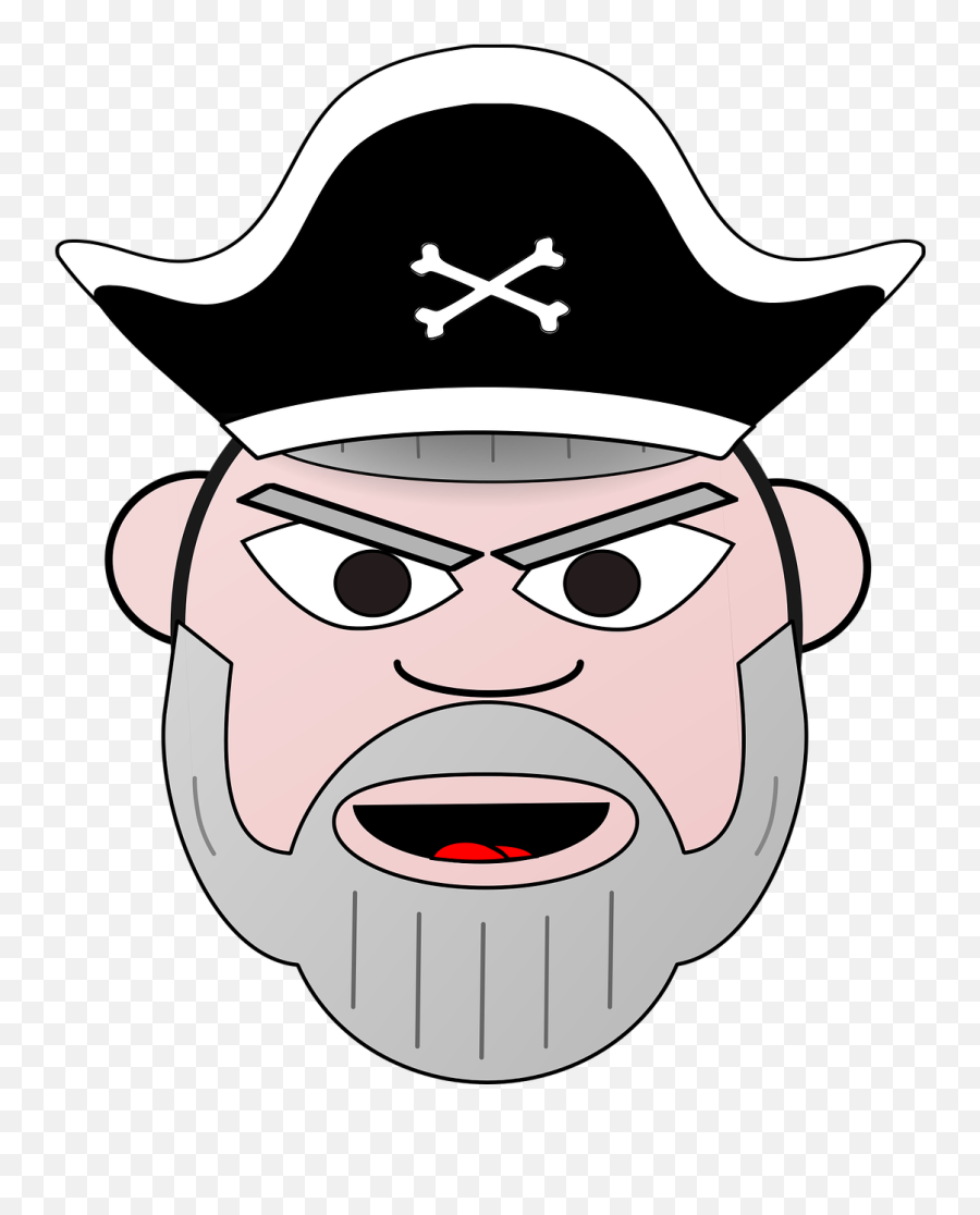 Pirate Captain Old Cartoon Head - Transparent Pirate Hat Emoji,Pirate Hat Emoji