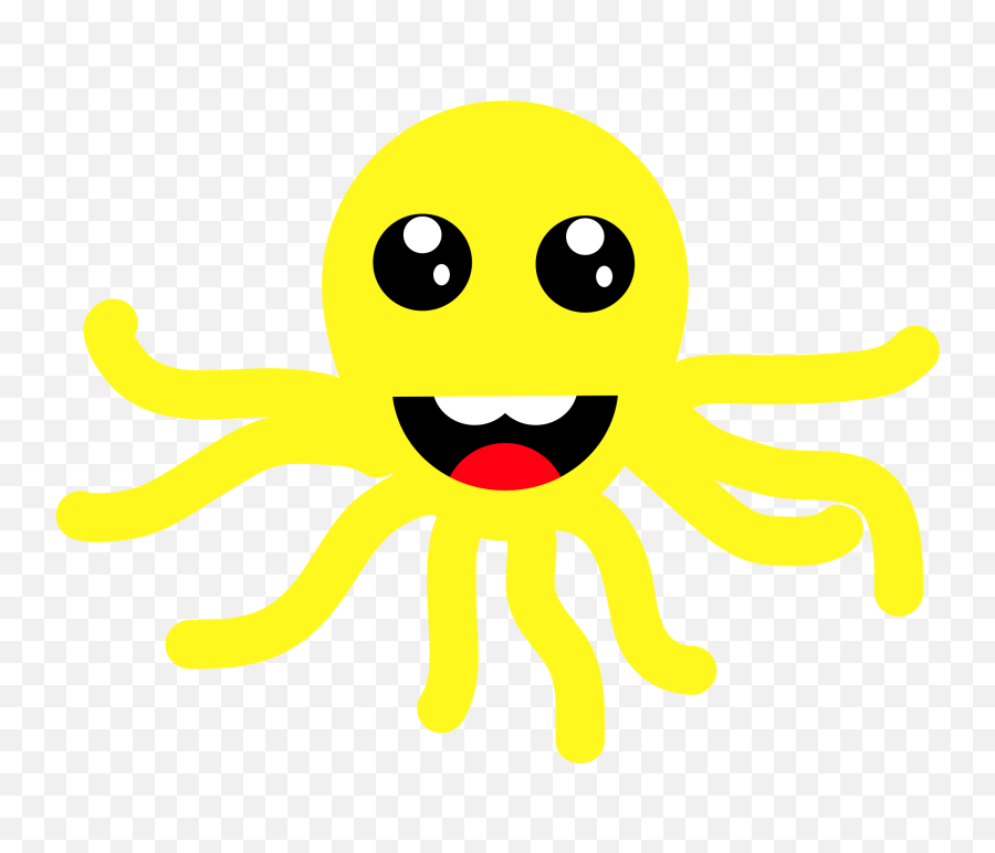 Octopus Clipart Smiley Octopus Smiley - Octopus Kartun Hitam Putih Emoji,Squid Emoticon