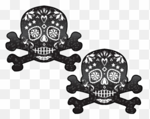 Black Skull Day Of The Dead Nipple - Skull Nipple Pasties Png Emoji,Nipple Emoji