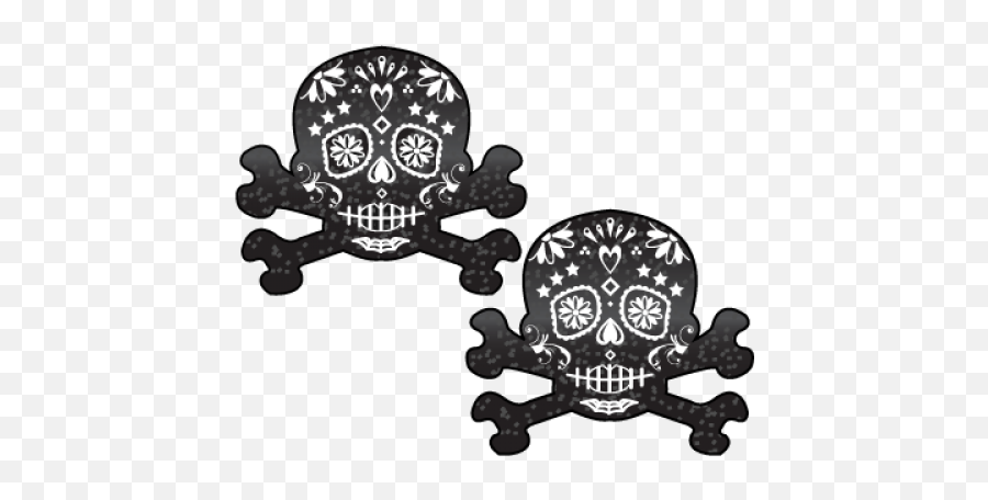 Black Skull Day Of The Dead Nipple - Skull Nipple Pasties Png Emoji,Nipple Emoji