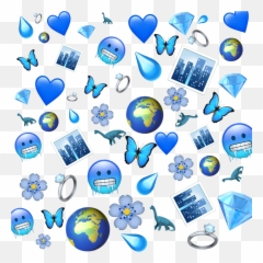 Blue Emoji Background Water Cold Nights Flower Butterfl - Wallpaper
