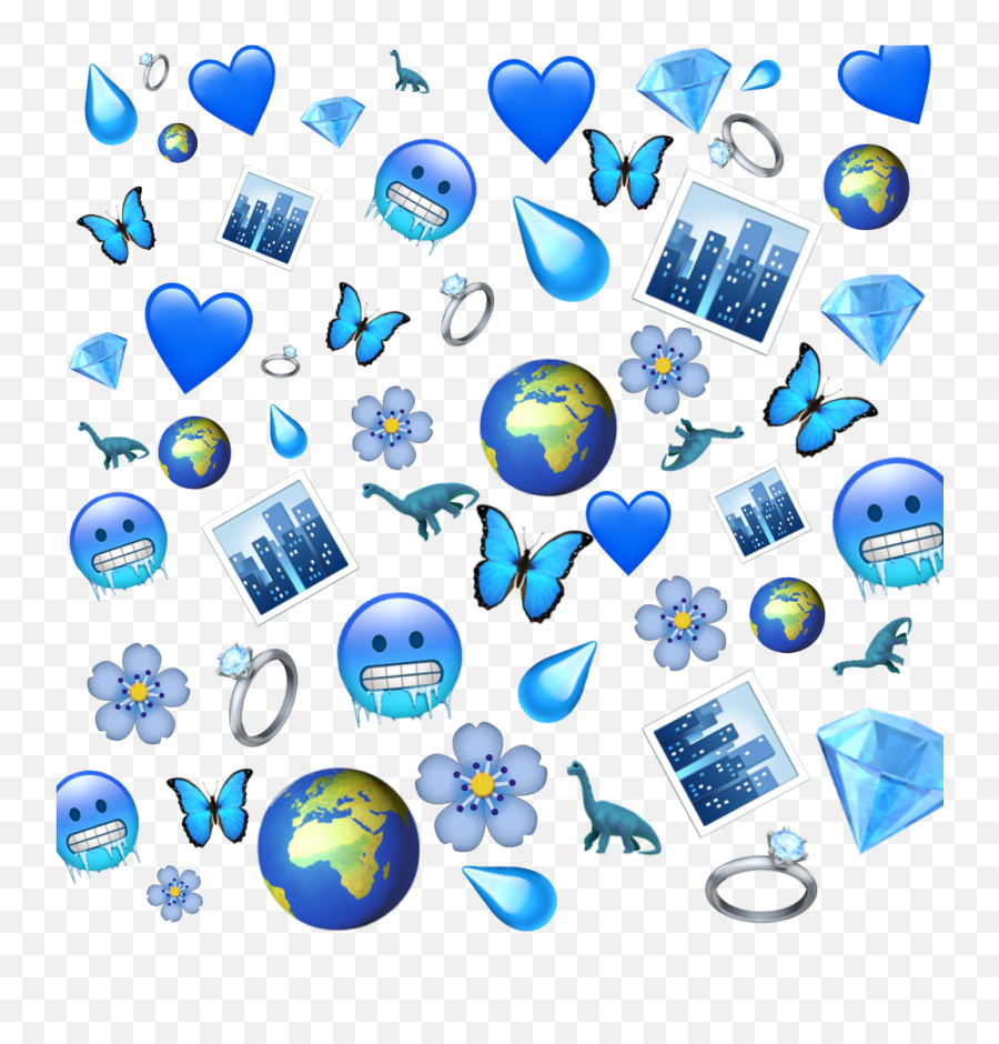 Blue Emoji Background Water Cold Nights Flower Butterfl - Emoji Wallpaper Blue,Water Emoji Png