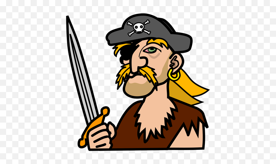 Coloured Pirate Portrait - Pirate With Earring Clipart Emoji,Pirate Hat Emoji