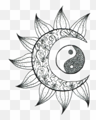 Moon Sol Luna Sticker Png Tumblr Flower - Sunflower Design Yin Yang Emoji