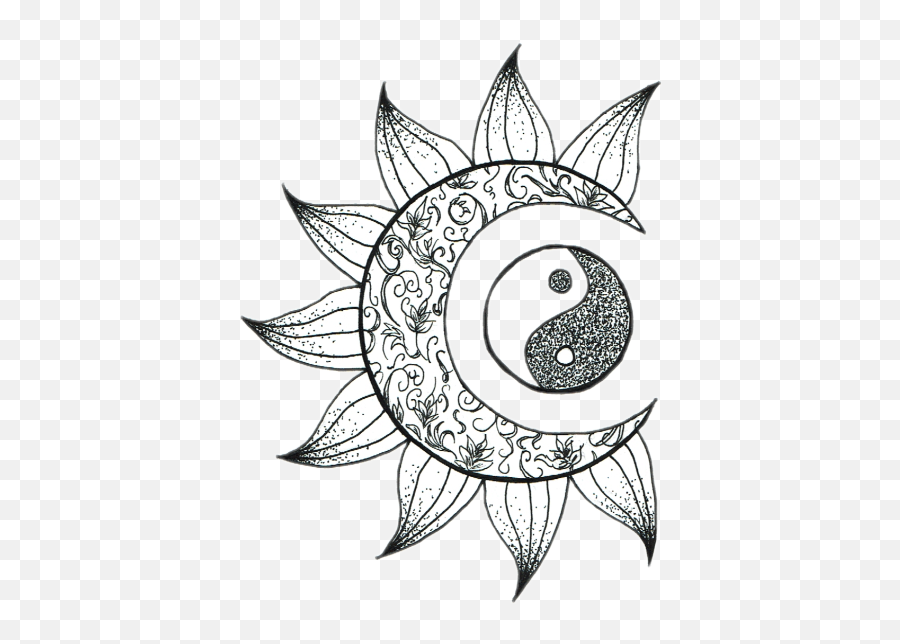 Moon Sol Luna Sticker Png Tumblr Flower - Sunflower Design Yin Yang Emoji,Flower Emoji Tumblr