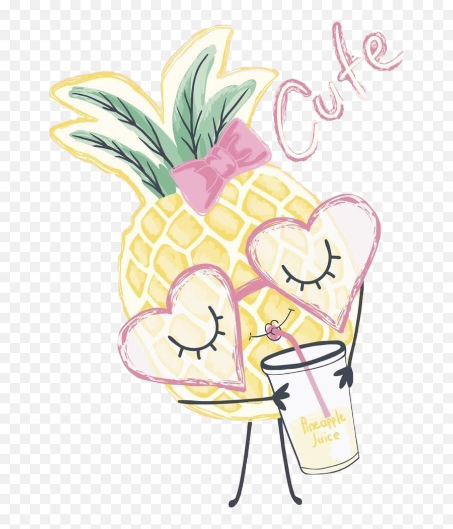 Pineapple Juice Drink Drinking Sticker - Kawaii Cute Pineapple Png Emoji,Pineapple Emoji