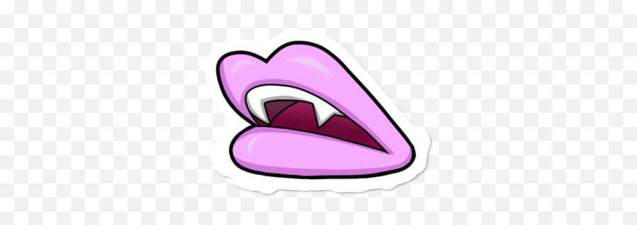 New Vampire Stickers Design By Humans - Girly Emoji,Vampire Teeth Emoji