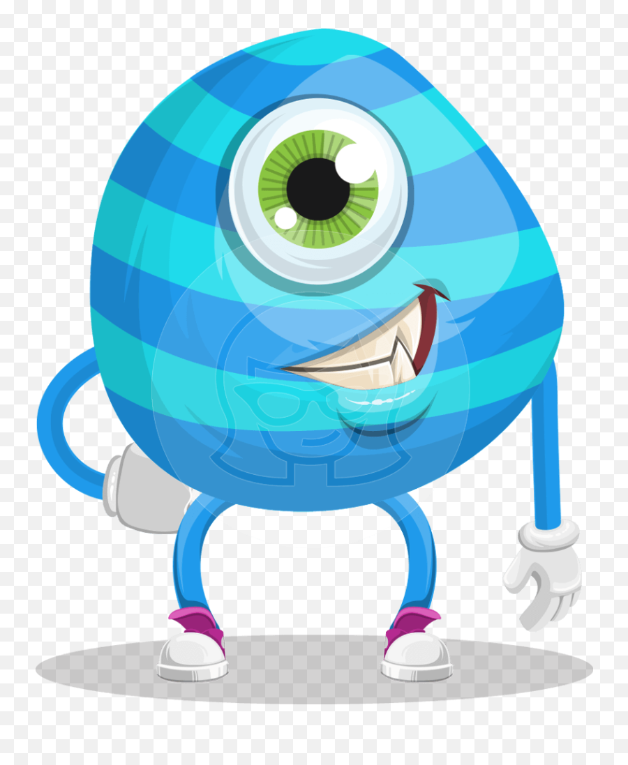 One Eyed Monster Cartoon Character - One Eye Monster Cartoon Emoji,Wide Eyed Emoticon