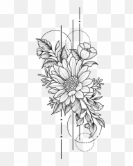 Flowers Aesthetic Black Outline White - With Emoji