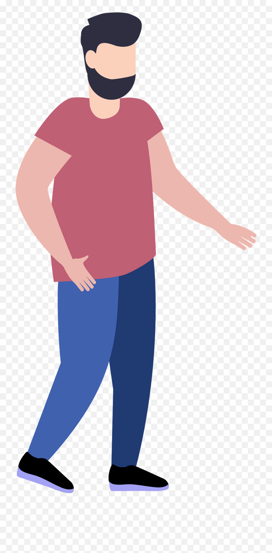 Man With Beard Clipart - Bearded Man Standing Clipart Png Emoji,Bearded Emoji
