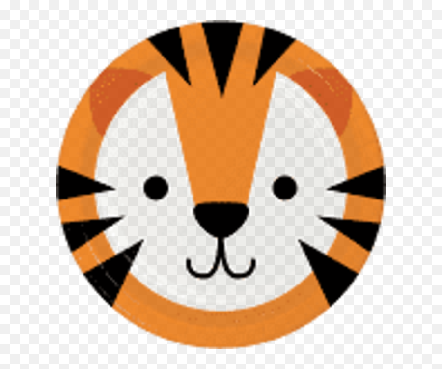Tiger Animal Face 7 Paper Plates 8 Ct - Safari Animal Face Clipart Circle Emoji,Party Favor Emoji