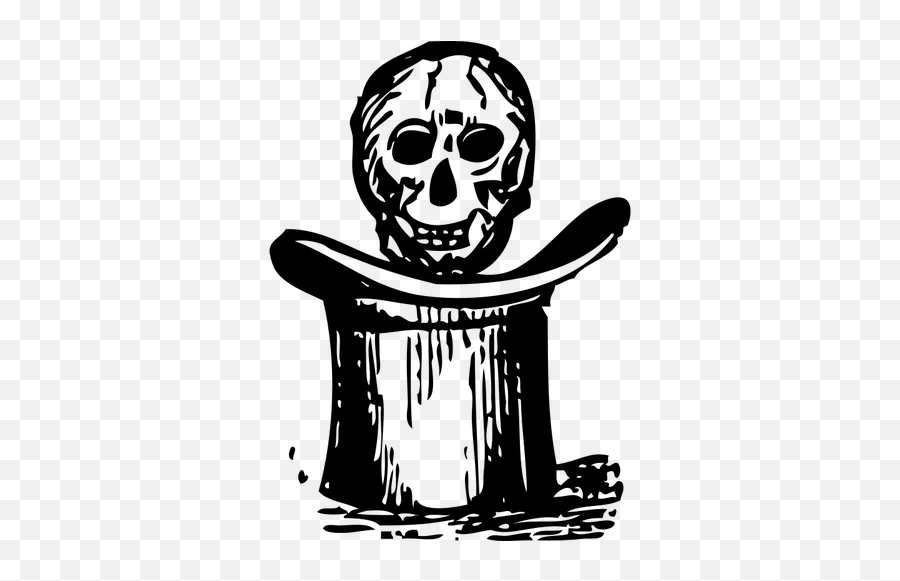 Ilustração Em Vetor De Um Crânio Bruto Pairando Sobre - Skeleton With A Hat Silhouette Vector Emoji,Skull Emoticons