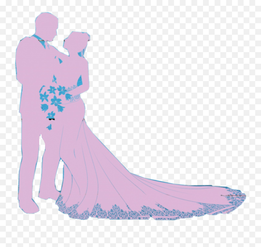 Pink Blue Married Wedding Bride Groom - Romance Emoji,Bride And Groom Emoji