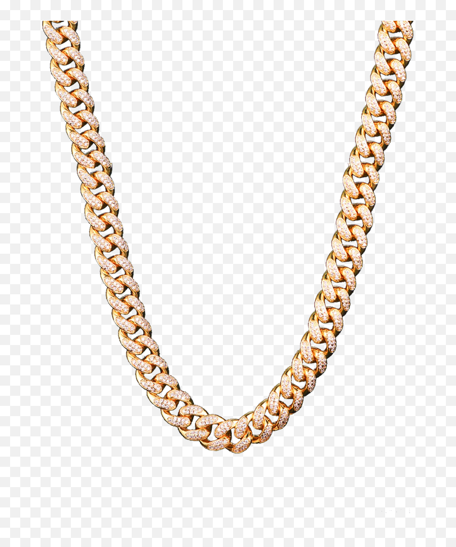 Download 12mm 14k Gold Iced Out Cuban - Transparent Background Diamond Chain Png Emoji,Chain Emoji
