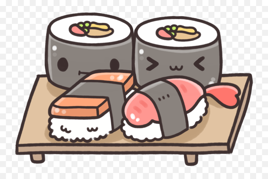 Cute Cartoon Food Cute Kawaii Drawings - Cute Sushi Clipart Emoji,Sushi Emoticons