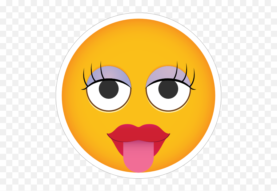Phone Emoji Sticker Big Lashes Tongue Out - Emoji With Long Lashes,Sticking Tongue Out Emoji