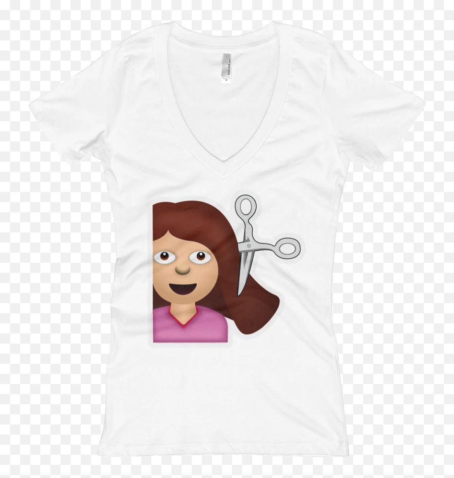 Womens Emoji V - Cartoon,Hair Cut Emoji