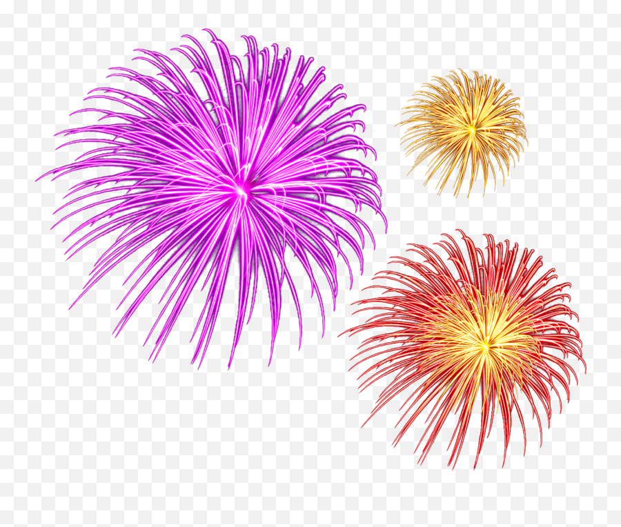 Fireworks Firework Yellowfirework Purplefirework Orange - Transparent Background Happy New Year Png Emoji,Emoji Fireworks