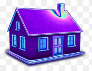 House 3d Holographic Purple Home Building Aesthetic Ba - House Emoji,House Emoji Png