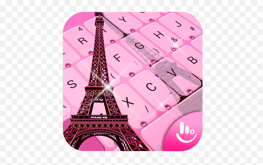 Pink Girl Eiffel Tower Keyboard Theme Emoji,Eiffel Tower Emoji