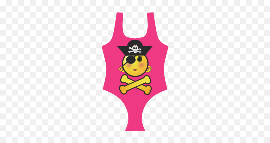 Pirate Emoticon - Smiley Emoji Girl Vest One Piece Swimsuit Model S04 Id D536059 Sleeveless,Emoji Girls Clothing