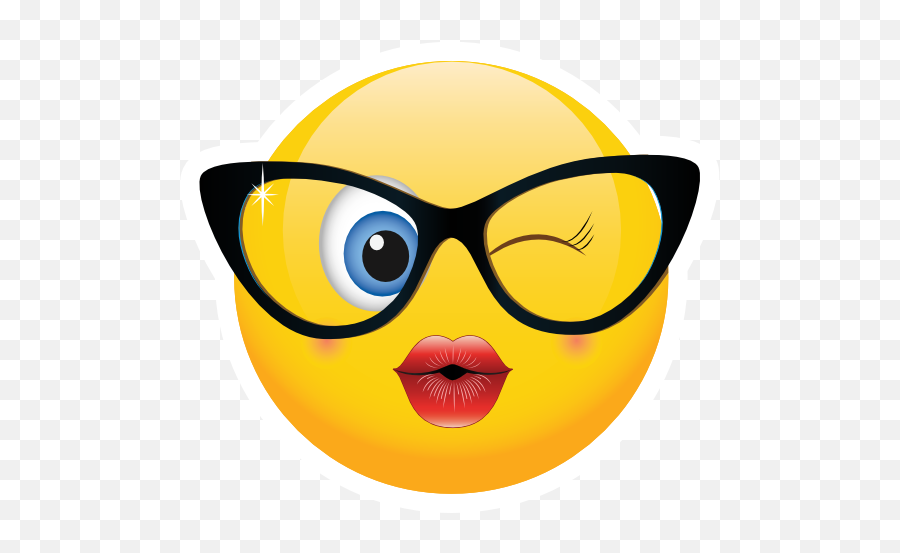 Cute Classy Glasses Female Winking Emoji Sticker - Female Emoji With Glasses,Female Sign Emoji