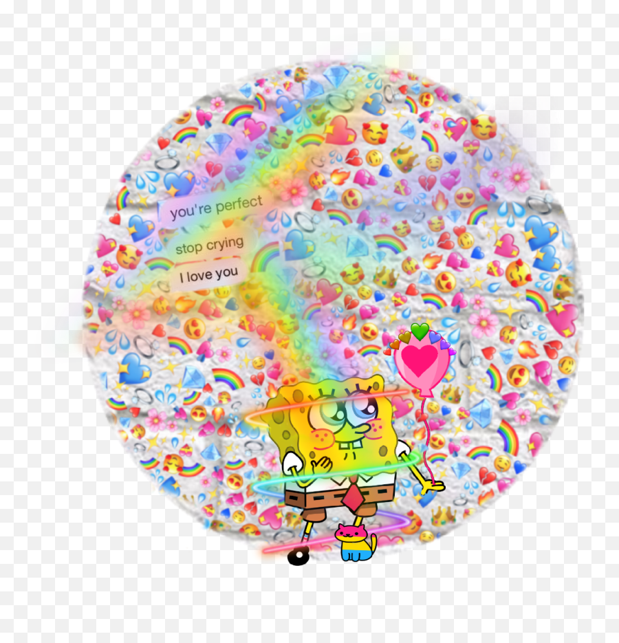 Spongebob Emoji Heart Rainbow Lgbt - Round Puzzle Eeboo,Spongebob Emoji