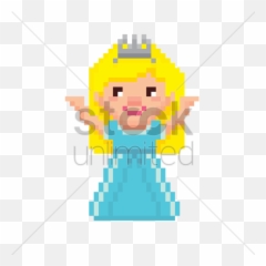 Pixel Art Princess Vector Image - Cartoon Emoji,Princess Emoticon