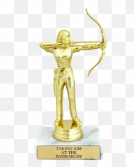 Taking Aim At The Patriarchy Trophy With Real Italian Marble - Feminism Emoji,Trophy Emoji