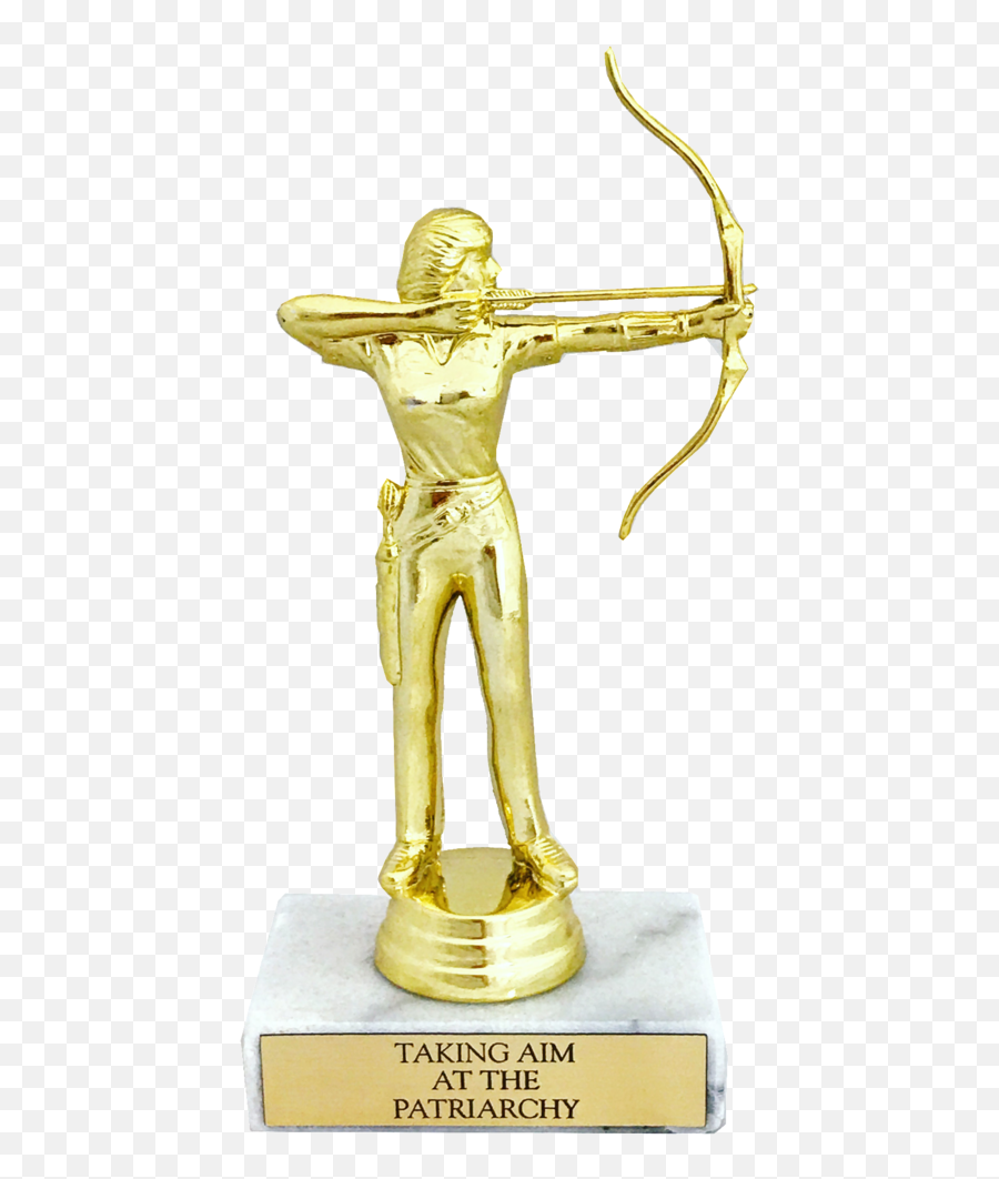 Taking Aim At The Patriarchy Trophy With Real Italian Marble - Feminism Emoji,Trophy Emoji