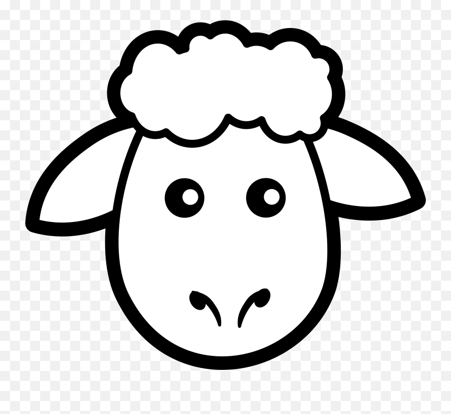 Sheep Clipart Black And White - Cartoon Sheep Face Clipart Emoji,Sheep Emoji