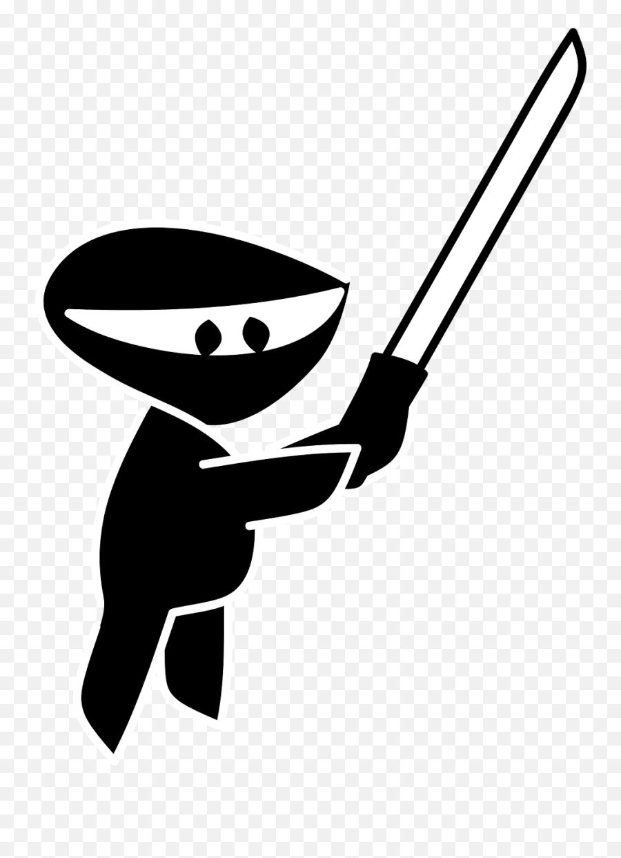 Ninja Cute Sword Silhouette Black - Ninja Clip Art Emoji,Knife Emoticon