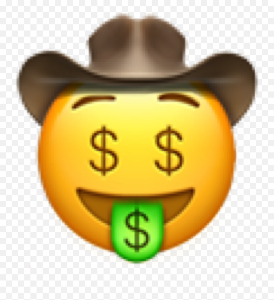 Moneyemojicowboy Sticker By Bibi - Smiley Face With Dollar Sign Emoji,Money Emoticon
