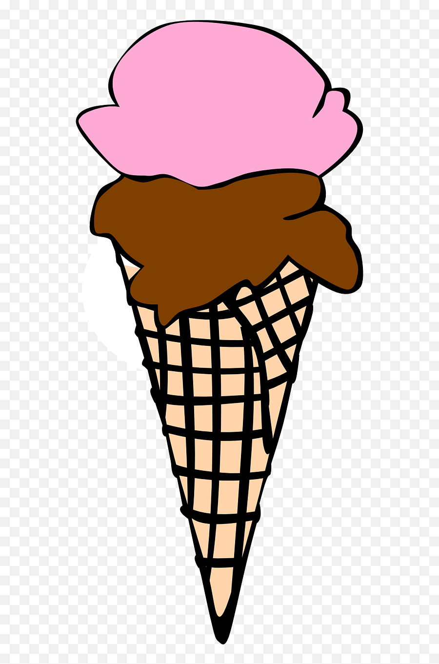 Ice Cream Cone Chocolate Strawberry - Ice Cream Color Clipart Emoji,Emoji Chocolate Ice Cream