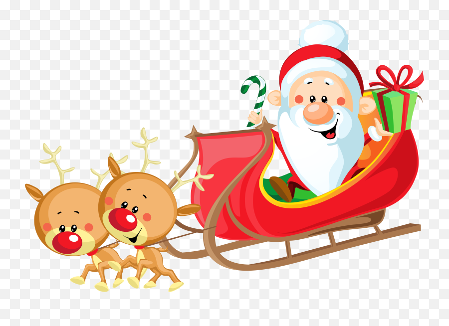 Santa Sleigh Clipart Transparent - Santa In Sleigh Clipart Emoji,Sleigh Emoji