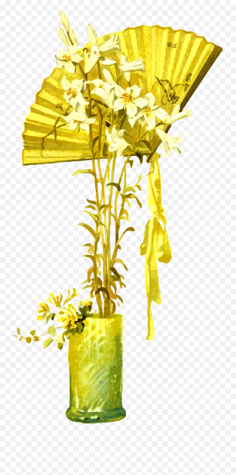 Golden Flowers And Fan Image - Flower Emoji,Golf Cart Emoji