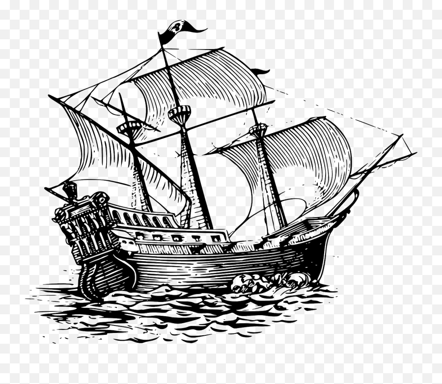 Boat Galleon Sailing Ship Sail Ship - Pirate Sailing Ship Drawing Emoji,Sailing Emoji