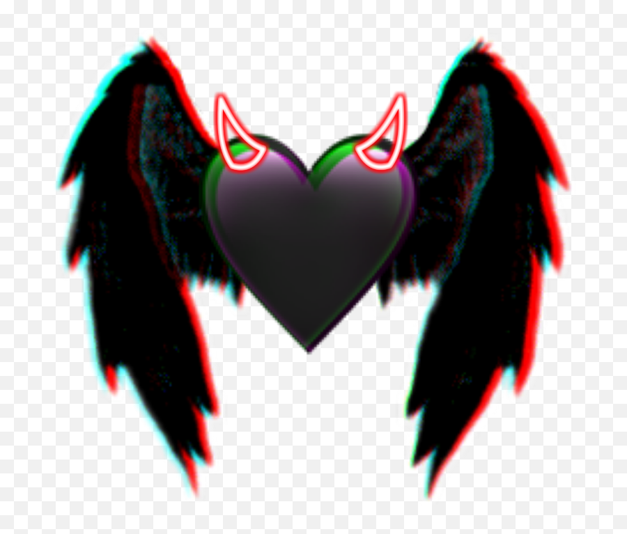 Freetoedit Diable Coeur Iphone Montage - Neon Devil Wings Png Emoji,Eagle Emoji Iphone