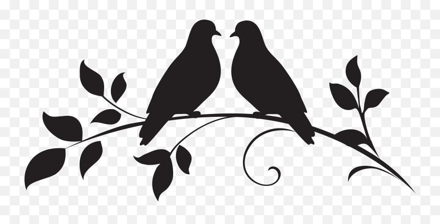 Love Doves Silhouette Png Clip Art - Love Birds Clipart Black And White Emoji,Bird Nest Emoji