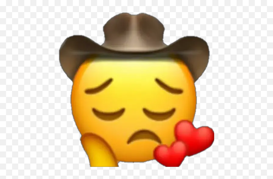 Emoji Cowboy Stickers For Whatsapp - Sad Cowboy Emoji Png,Costa Rica Flag Emoji