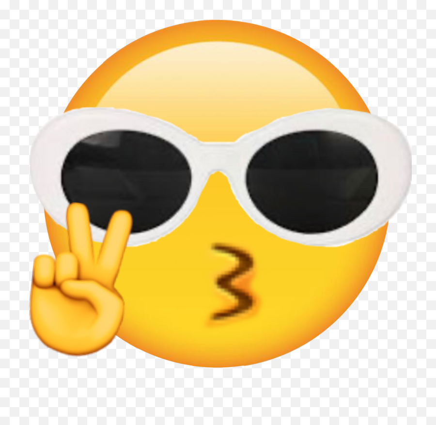Freetoedit Emoji Cool Clout Peace Glasses Black White - Emoji With Clout Glasses,Cool Guy Emoji